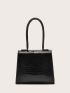 Croc Embossed Twist Lock Satchel Bag