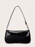 Artificial Patent Leather Baguette Bag