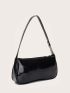 Artificial Patent Leather Baguette Bag