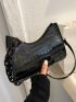 Croc Embossed Shoulder Bag