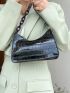 Croc Embossed Shoulder Bag