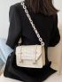 Mini Croc Embossed Chain Shoulder Bag