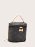 Mini Faux Pearl Handle Chain Bucket Bag