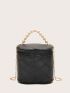 Mini Faux Pearl Handle Chain Bucket Bag