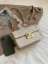 Letter Embroidered Flap Chain Bag