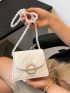 Mini Faux Pearl Decor Quilted Crossbody Bag