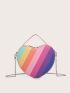 Mini Colorful Striped Pattern Chain Satchel Bag