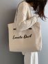 Letter Graphic Shoulder Tote Bag