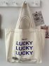 Letter Graphic Shoulder Tote Bag