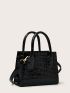 Mini Patent Croc Embossed Satchel Bag