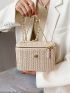 Mini Metal Decor Chain Straw Bag