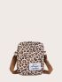 Mini Leopard Print Letter Patch Crossbody Bag