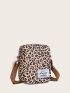 Mini Leopard Print Letter Patch Crossbody Bag