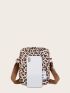 Mini Leopard Print Letter Patch Crossbody Bag