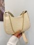 Chain Decor Croc Embossed Shoulder Bag