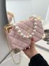 Mini Faux Pearl Beaded Quilted Chain Bag