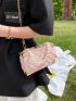 Mini Faux Pearl Beaded Quilted Chain Bag