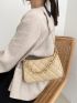 Chain Decor Quilted Baguette Bag