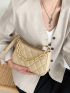 Chain Decor Quilted Baguette Bag