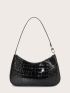 Croc Embossed Baguette Bag