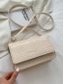 Mini Crocodile Embossed Flap Square Bag