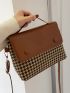 Houndstooth Pattern Satchel Bag