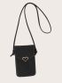 Heart Metal Decor Stitch Detail Flap Square Bag