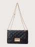 Metal Lock Quilted Chain Shoulder Bag