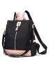 Colorblock Zipper Front Backpack