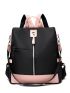 Colorblock Zipper Front Backpack