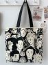 Figure Graphic Shoulder Tote Bag