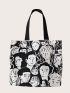 Figure Graphic Shoulder Tote Bag