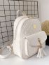 3pcs Minimalist Quilted Pattern Backpack Set