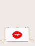 Lips Graphic Chain Box Bag