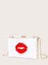 Lips Graphic Chain Box Bag