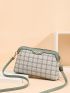 Plaid Pattern Metal Decor Dome Bag