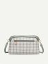 Plaid Pattern Metal Decor Dome Bag