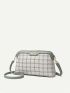 Plaid Pattern Metal Decor Dome Bag