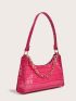 Chain Decor Croc Embossed Shoulder Bag