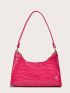 Chain Decor Croc Embossed Shoulder Bag