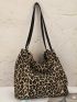 Leopard Print Large Capacity Shoulder Tote Bag