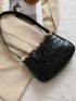 Minimalist Croc Embossed Chain Satchel Bag