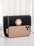 Mini Colorblock Pattern Chain Shoulder Bag