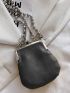 Mini Moon Decor Textured Chain Shoulder Bag