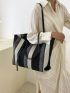 Striped Pattern Shoulder Tote Bag