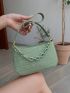 Minimalist Croc Embossed Chain Satchel Bag