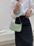 Minimalist Croc Embossed Chain Satchel Bag