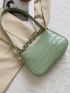 Minimalist Croc Embossed Chain Satchel Bag