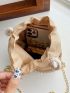 Mini Faux Pearls Decor Drawstring Bucket Bag