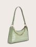 Chain & Croc Decor Baguette Bag